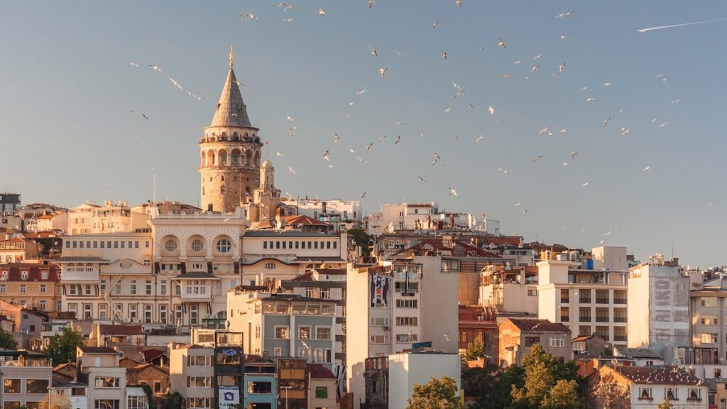 Istanbul waterfront and historic skyline at sunset